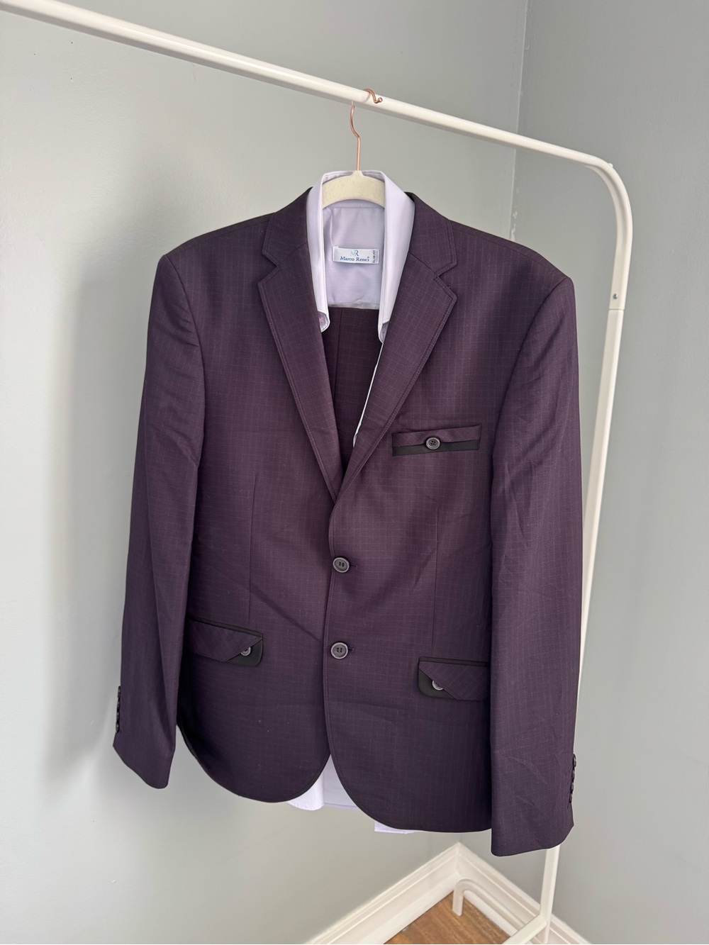 Men's Dark Plum Two-Button Blazer - Unbranded